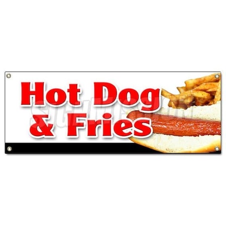 Signmission HOT DOG & FRIES COMBO BANNER SIGN all beef french franks meal deal B-Hot Dogs & Fries Combo